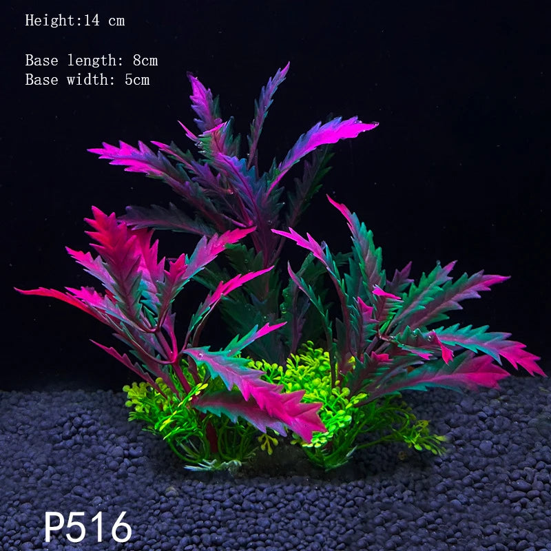 Artificial Underwater Aquarium Plant – Plastic Aquatic Shrub with Resin Base for Fish Tank Decoration