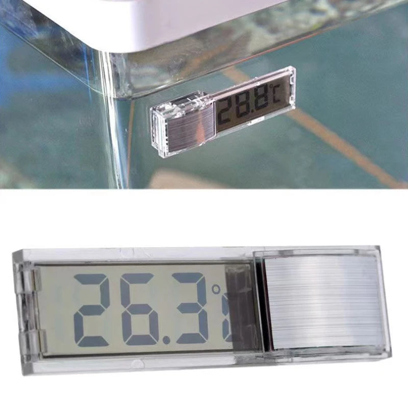 Digital LED Aquarium Thermometer – External Stick-On Fish Tank Temperature Gauge (Silver/Gold)