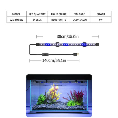USB LED Aquarium Light Bar for Fish Tanks and Aquatic Plants (18–58 cm, Waterproof)