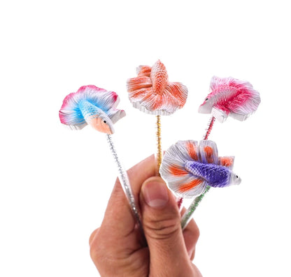 Resin Fighting Fish Training Stick – Interactive Betta Tail Exercise Ornament