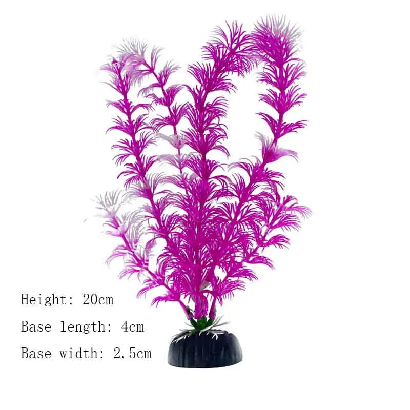 Artificial Underwater Aquarium Plant – Plastic Aquatic Shrub with Resin Base for Fish Tank Decoration