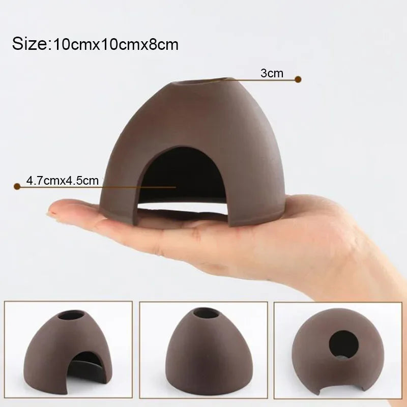 Ceramic Aquarium Shelter Houses – Shrimp & Fish Hiding Caves, Breeding Pots & Natural Stone-Style Tank Decor