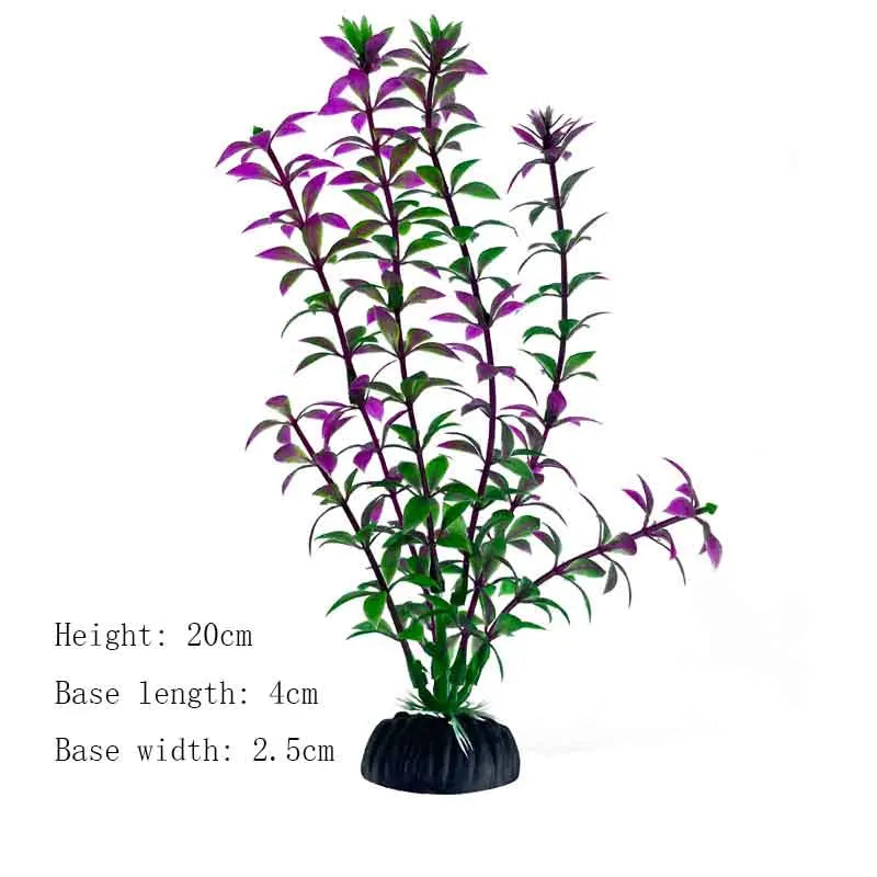 Artificial Underwater Aquarium Plant – Plastic Aquatic Shrub with Resin Base for Fish Tank Decoration
