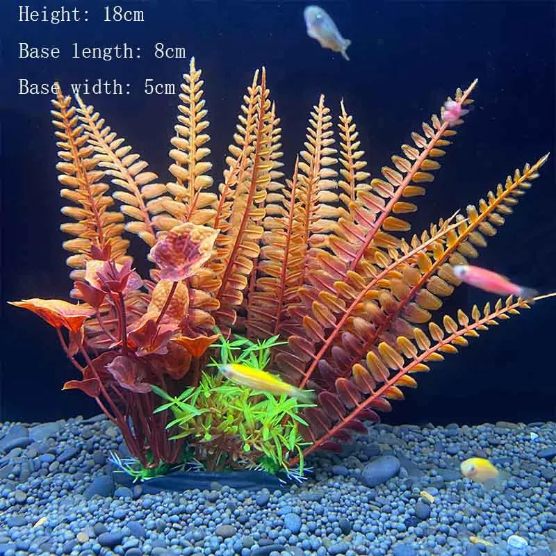 Artificial Underwater Aquarium Plant – Plastic Aquatic Shrub with Resin Base for Fish Tank Decoration