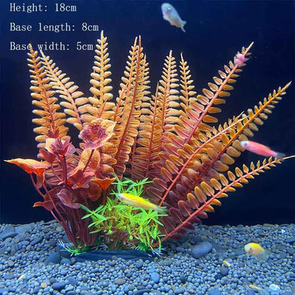 Artificial Underwater Aquarium Plant – Plastic Aquatic Shrub with Resin Base for Fish Tank Decoration