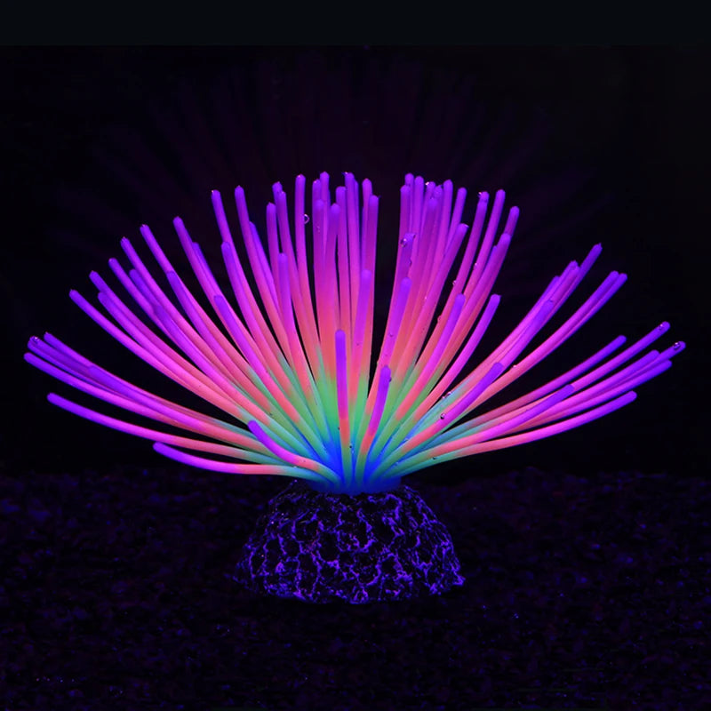 Fluorescent Silicone Sea Urchin Aquarium Ornament – Soft Glow Effect Fish Tank Decor for Vibrant Underwater Landscapes