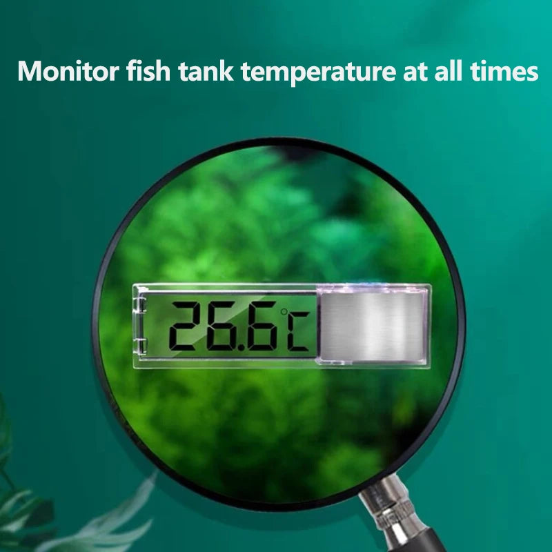 Digital LED Aquarium Thermometer – External Stick-On Fish Tank Temperature Gauge (Silver/Gold)