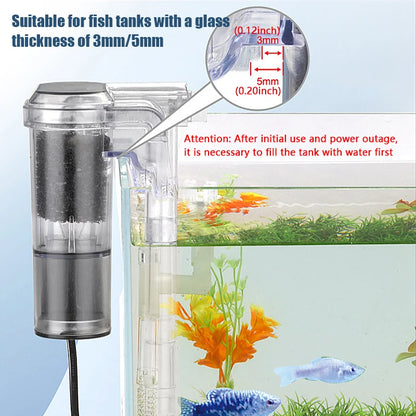 USB Mini Hanging Aquarium Filter – 2.5W Silent External Waterfall Filter, 250L/H Flow, For Fish Tanks Under 30cm