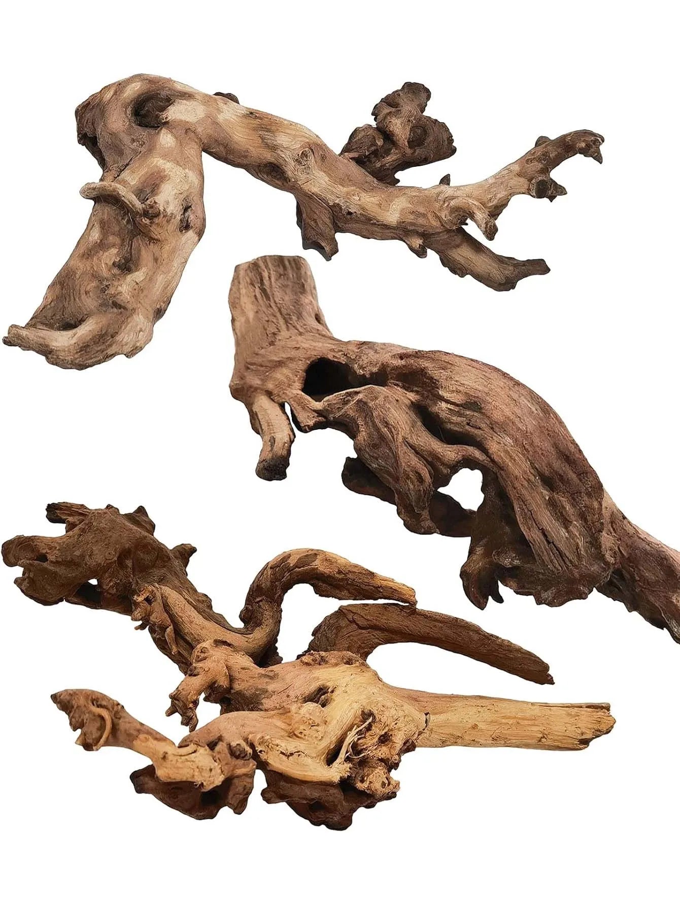 5–10cm Natural Driftwood Tree Trunk – Aquarium Decoration Sunken Wood Landscaping Ornament for Fish Tanks (Random Shape)