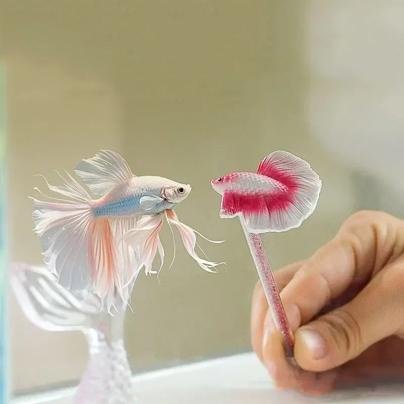 Resin Fighting Fish Training Stick – Interactive Betta Tail Exercise Ornament