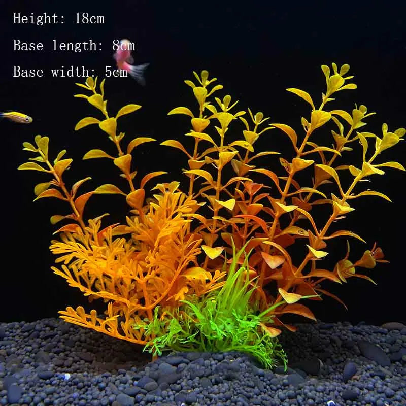 Artificial Underwater Aquarium Plant – Plastic Aquatic Shrub with Resin Base for Fish Tank Decoration