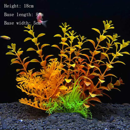 Artificial Underwater Aquarium Plant – Plastic Aquatic Shrub with Resin Base for Fish Tank Decoration