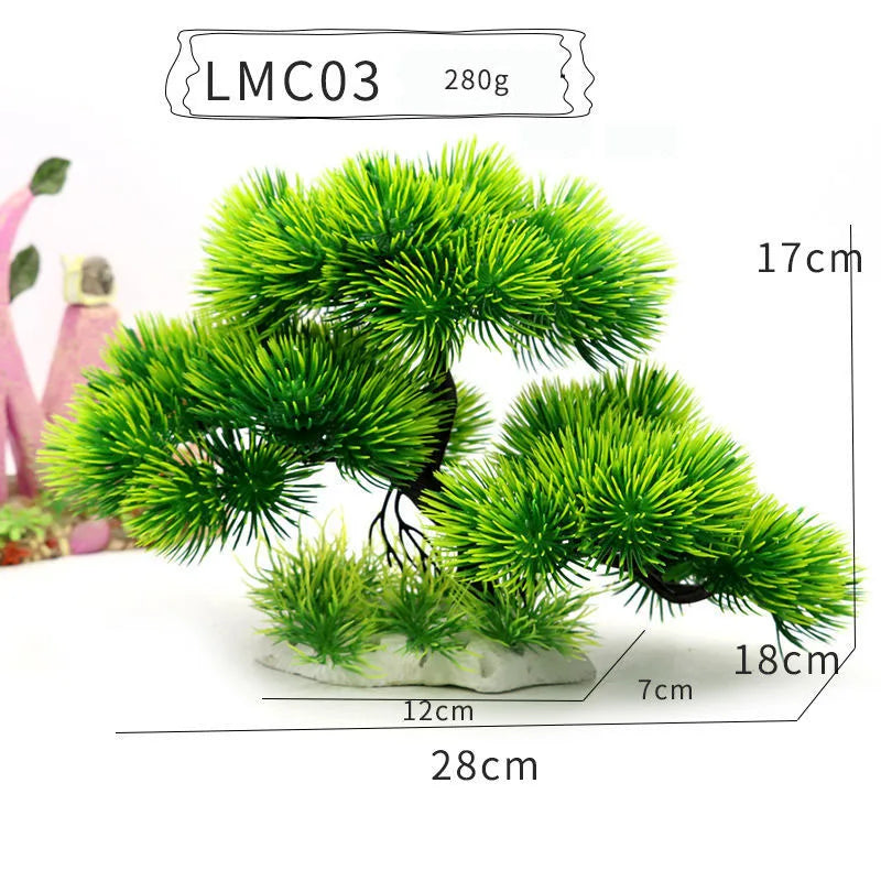 Artificial Aquarium Bonsai Tree – Resin Base with Lush Green Foliage for Aquascaping & Fish Tank Landscaping