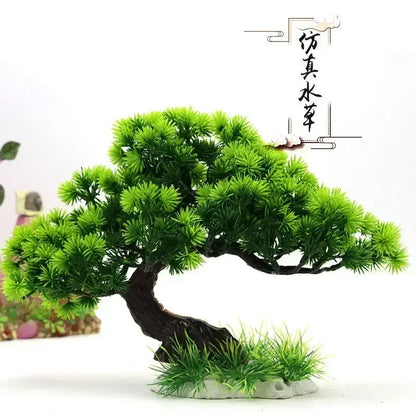 Artificial Aquarium Bonsai Tree – Resin Base with Lush Green Foliage for Aquascaping & Fish Tank Landscaping