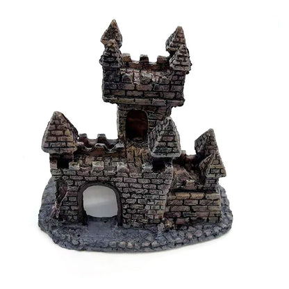 Resin Castle Aquarium Ornament – Ancient Fortress Cave Shelter for Freshwater and Saltwater Tanks