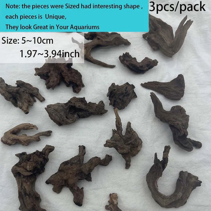 5–10cm Natural Driftwood Tree Trunk – Aquarium Decoration Sunken Wood Landscaping Ornament for Fish Tanks (Random Shape)