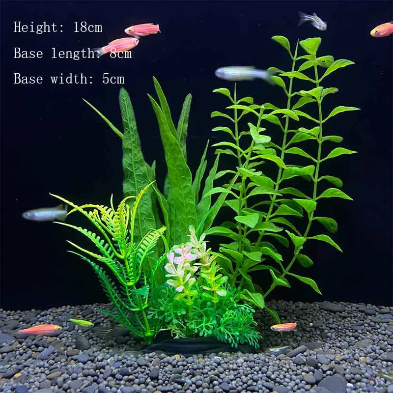 Artificial Underwater Aquarium Plant – Plastic Aquatic Shrub with Resin Base for Fish Tank Decoration