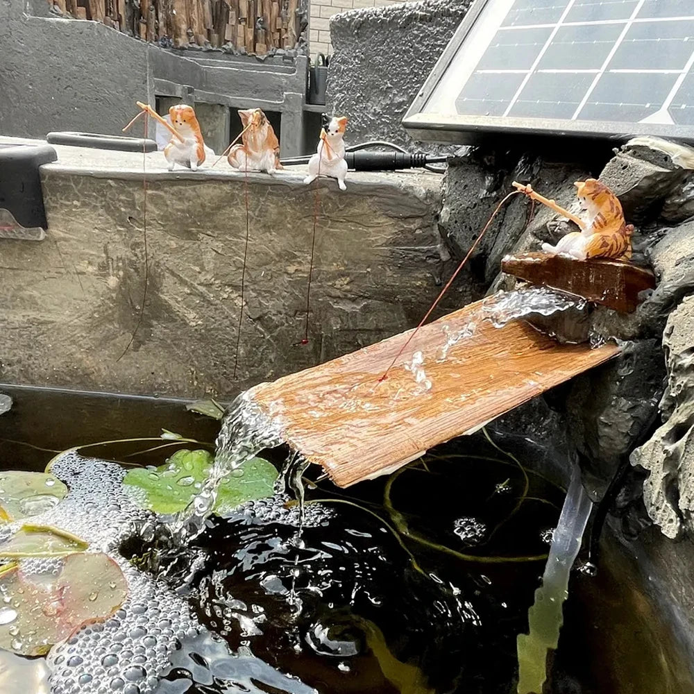 Cute Fishing Cat Aquarium Ornament – Mini Decorative Figurine for Aquascaping, Micro-Landscapes & DIY Tank Decor