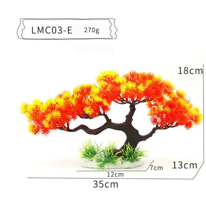 Artificial Aquarium Bonsai Tree – Resin Base with Lush Green Foliage for Aquascaping & Fish Tank Landscaping