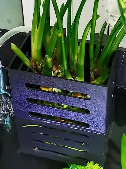 Aquarium Plant Stand & Storage Basket – Adsorbable Hydroponic Holder for Fish Tanks (12.9×8×5.4cm)