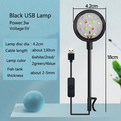 USB LED Aquarium Light – 3W Waterproof Mini Fish Tank Lamp for Underwater Lighting and Aquatic Plant Decor