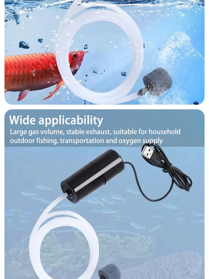 USB Portable Mini Aquarium Air Pump – Rechargeable Oxygenator for Small Fish Tanks & Outdoor Fishing