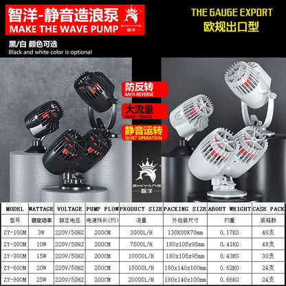 Aquarium Wavemaker Pump 360° Adjustable Wave Maker, Submersible Circulation & Aeration Pump for Fish Tanks 220–240V