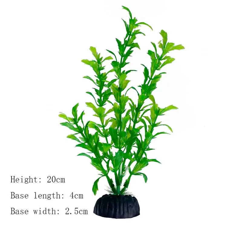 Artificial Underwater Aquarium Plant – Plastic Aquatic Shrub with Resin Base for Fish Tank Decoration