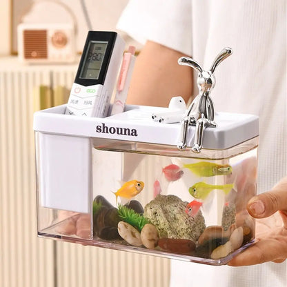 Small Tabletop Fish Tank with Cover