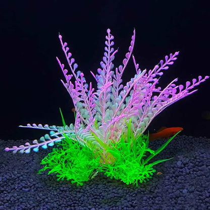 Artificial Underwater Aquarium Plant – Plastic Aquatic Shrub with Resin Base for Fish Tank Decoration