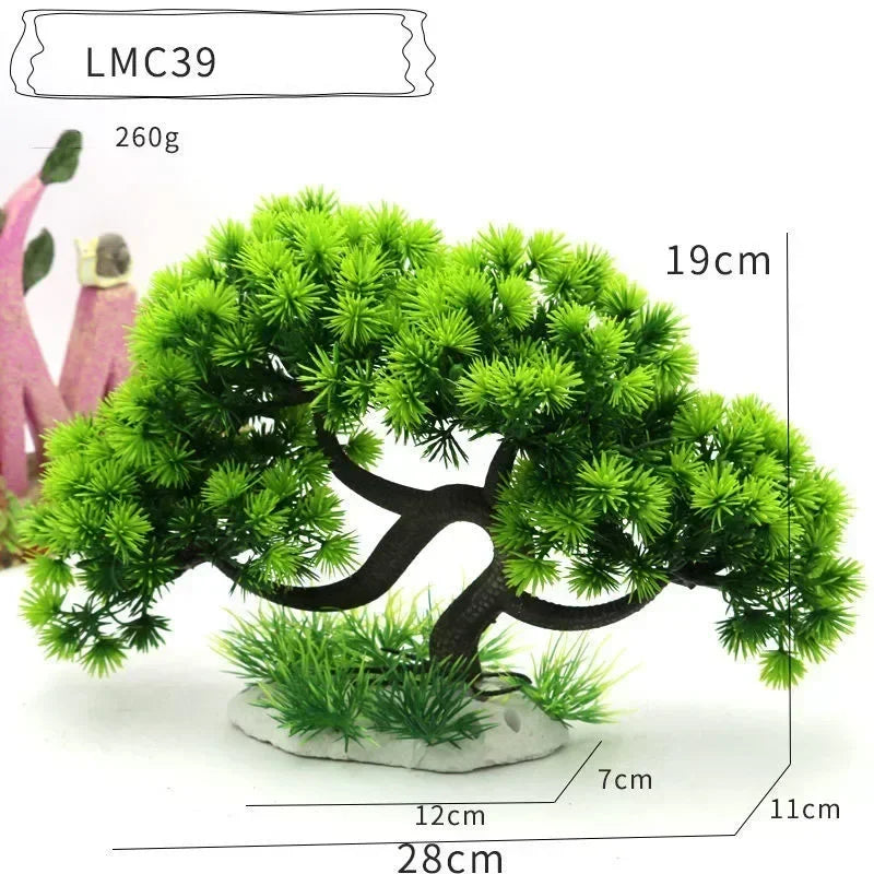 Artificial Aquarium Bonsai Tree – Resin Base with Lush Green Foliage for Aquascaping & Fish Tank Landscaping