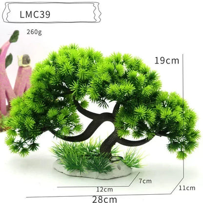 Artificial Aquarium Bonsai Tree – Resin Base with Lush Green Foliage for Aquascaping & Fish Tank Landscaping