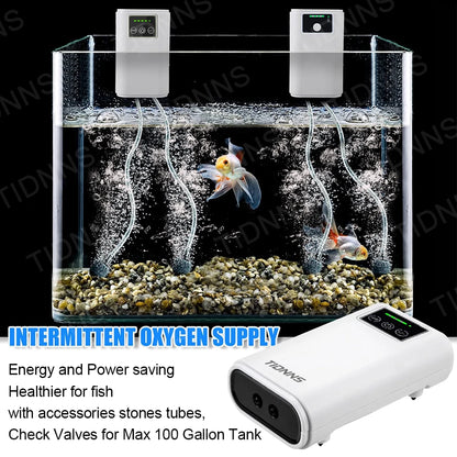 Rechargeable Aquarium Air Pump 6000mAh – Portable Oxygen Booster with AC/DC Auto-Switch & 185h Backup