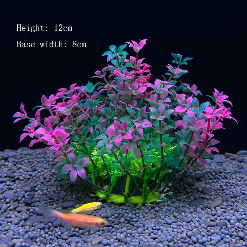 Artificial Underwater Aquarium Plant – Plastic Aquatic Shrub with Resin Base for Fish Tank Decoration