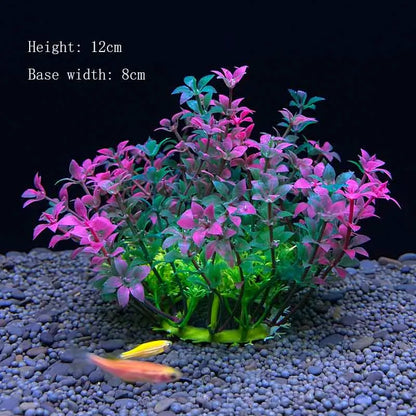 Artificial Underwater Aquarium Plant – Plastic Aquatic Shrub with Resin Base for Fish Tank Decoration