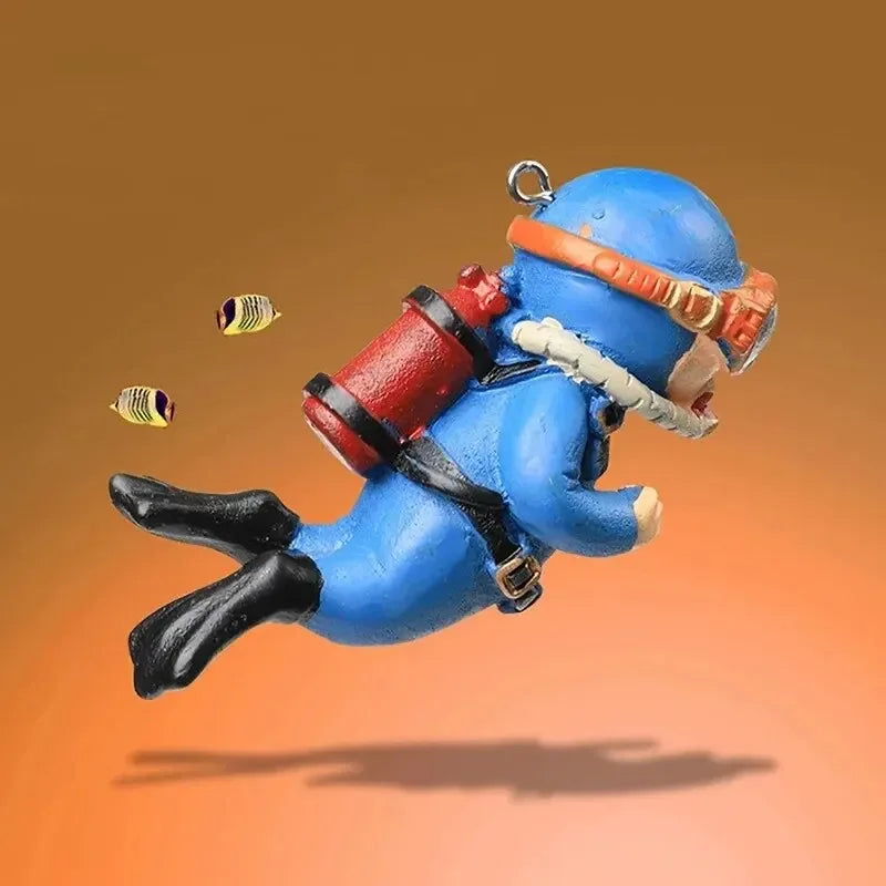 Floating Diver Ornament – PVC Aquarium Decoration with Buoy Ball for Fish Tanks and Miniature Landscapes