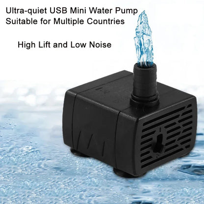 USB 5V Ultra-Quiet Aquarium Pump – Mini Submersible Filtration & Circulation Pump (3W/5W, 150L/H Flow)