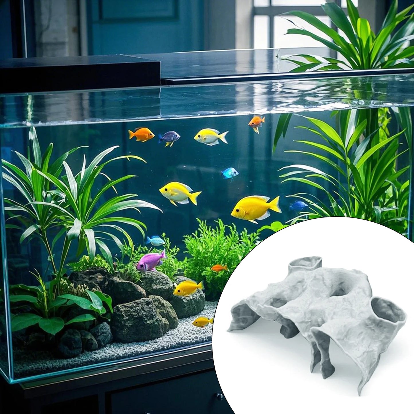 Gravel Tunnel Cave Aquarium Ornament – Smooth Resin Fish Hideout with Natural Curve Design