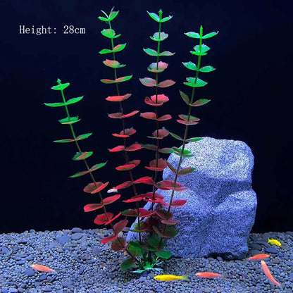 Artificial Underwater Aquarium Plant – Plastic Aquatic Shrub with Resin Base for Fish Tank Decoration