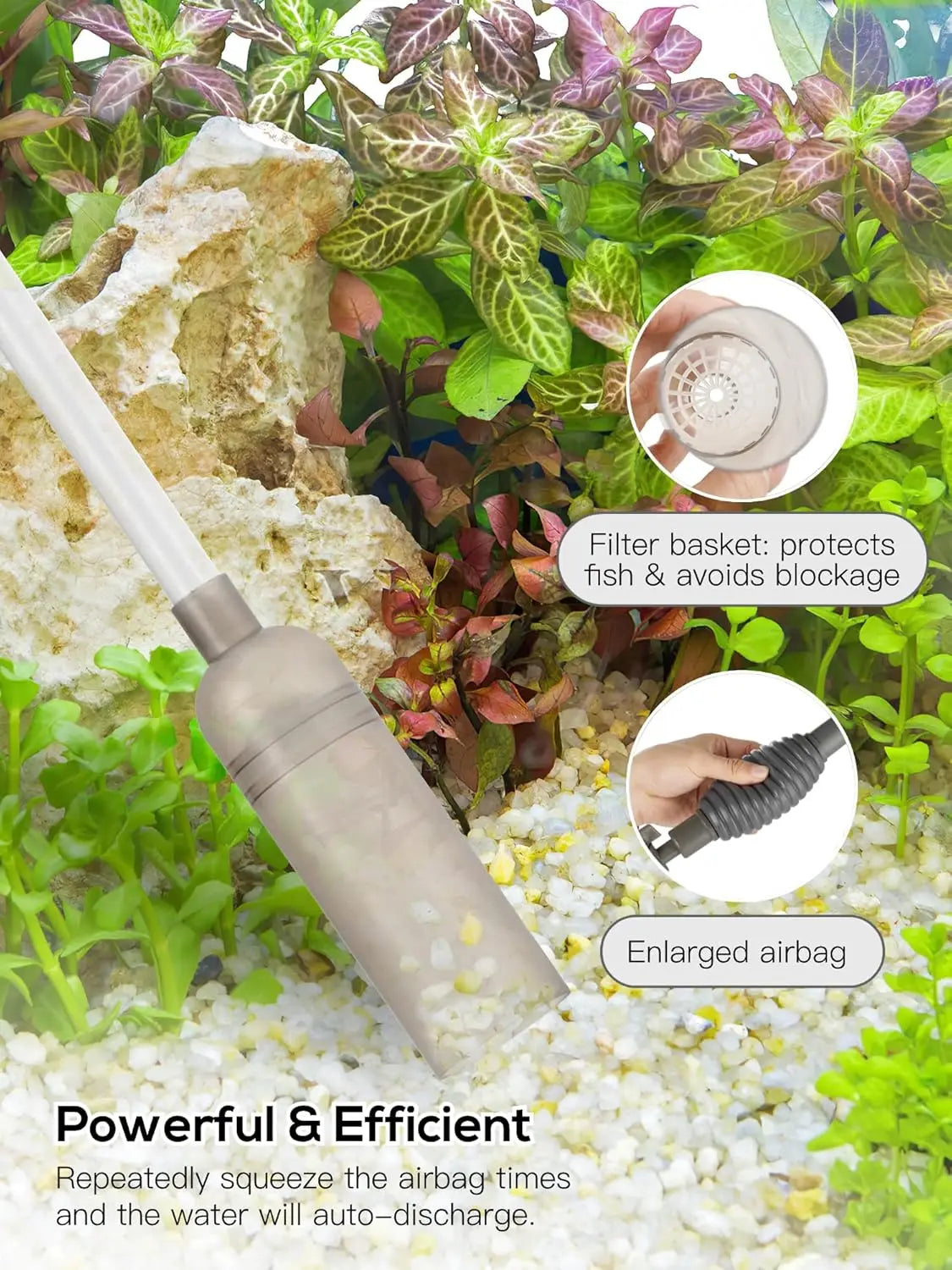 Aquarium Siphon Vacuum Cleaner – Manual Water Changer & Gravel Cleaner Pump for Fish Tanks