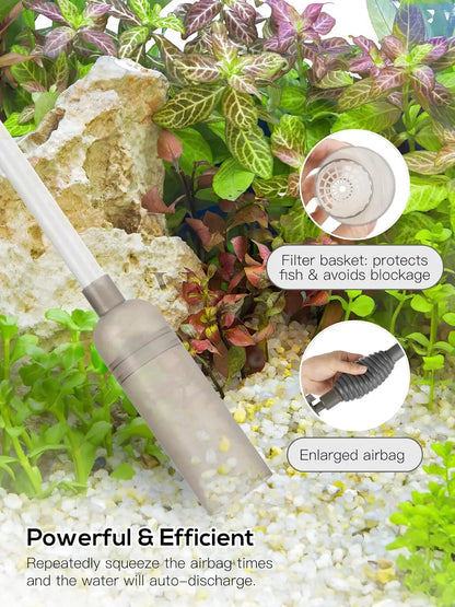 Aquarium Siphon Vacuum Cleaner – Manual Water Changer & Gravel Cleaner Pump for Fish Tanks