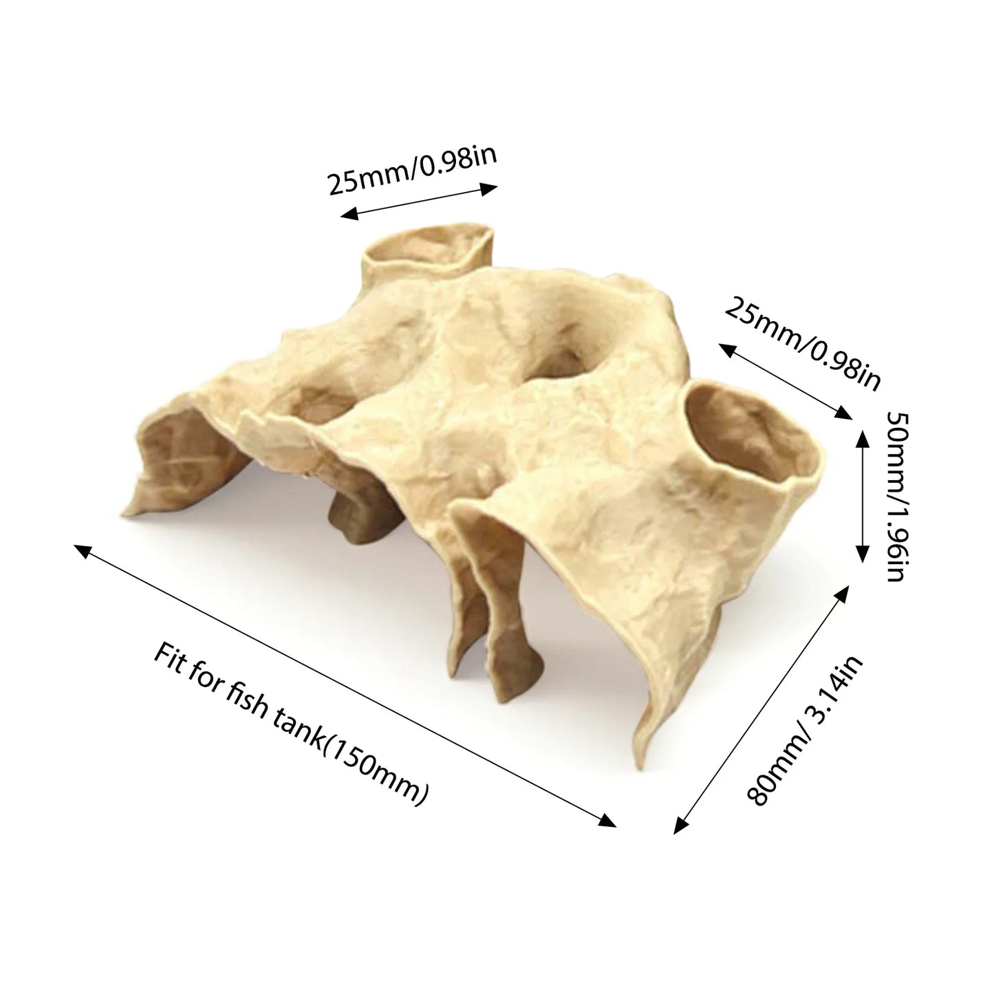 Gravel Tunnel Cave Aquarium Ornament – Smooth Resin Fish Hideout with Natural Curve Design