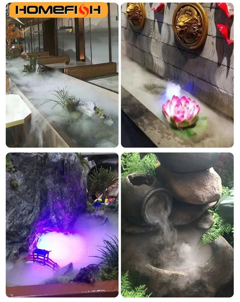 5V USB Mist Maker – Ultrasonic Fogger Atomizer for Aquariums, Ponds & Water Features with 4-LED Lights