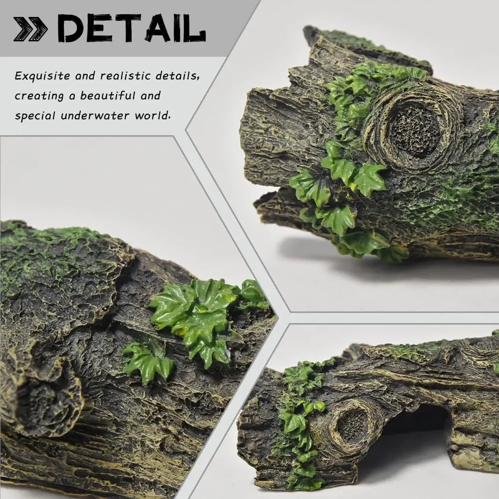 Hollow Tree Trunk Cave Ornament – Natural Aquarium Hideout for Fish & Shrimp, Reptile Shelter Decoration