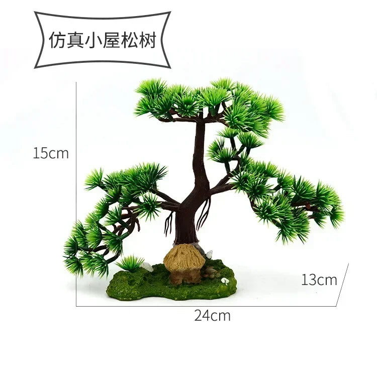 Artificial Aquarium Bonsai Tree – Resin Base with Lush Green Foliage for Aquascaping & Fish Tank Landscaping
