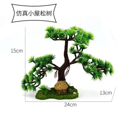 Artificial Aquarium Bonsai Tree – Resin Base with Lush Green Foliage for Aquascaping & Fish Tank Landscaping