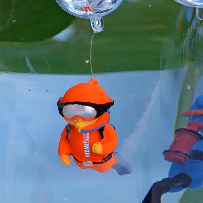 Floating Diver & Mermaid Aquarium Ornament | Mini Resin Cartoon Figure with Balloon Float for Fish Tank Decoration