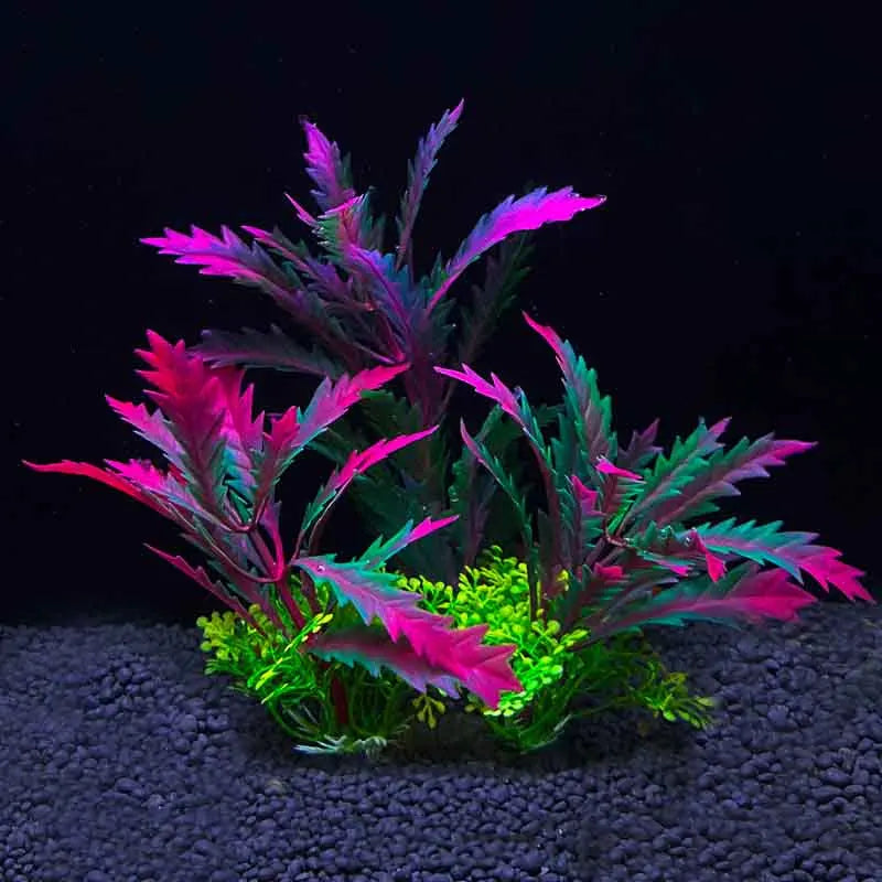 Artificial Underwater Aquarium Plant – Plastic Aquatic Shrub with Resin Base for Fish Tank Decoration