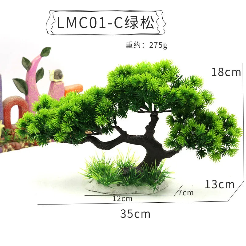 Artificial Aquarium Bonsai Tree – Resin Base with Lush Green Foliage for Aquascaping & Fish Tank Landscaping