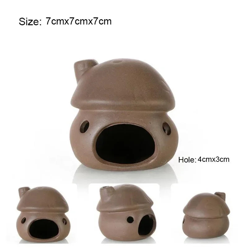 Ceramic Aquarium Shelter Houses – Shrimp & Fish Hiding Caves, Breeding Pots & Natural Stone-Style Tank Decor